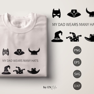 Mi papá usa muchos sombreros padre día svg,Súper héroe papá svg,Minimalista Dope Padre svg png,Cricut Silhouette archivo, padre día camisa svg clipart
