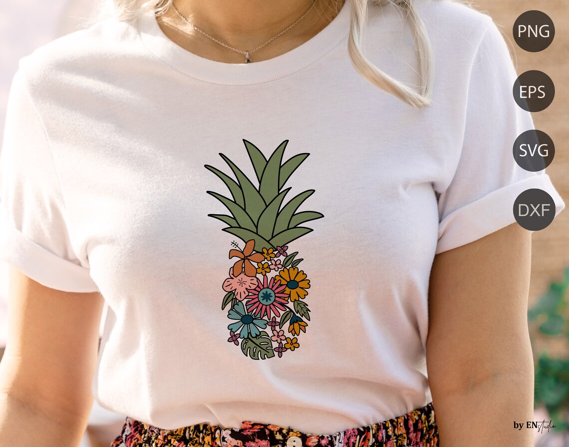 Download Floral Pineapple svgColorful retro summer svg png sublimation | Etsy
