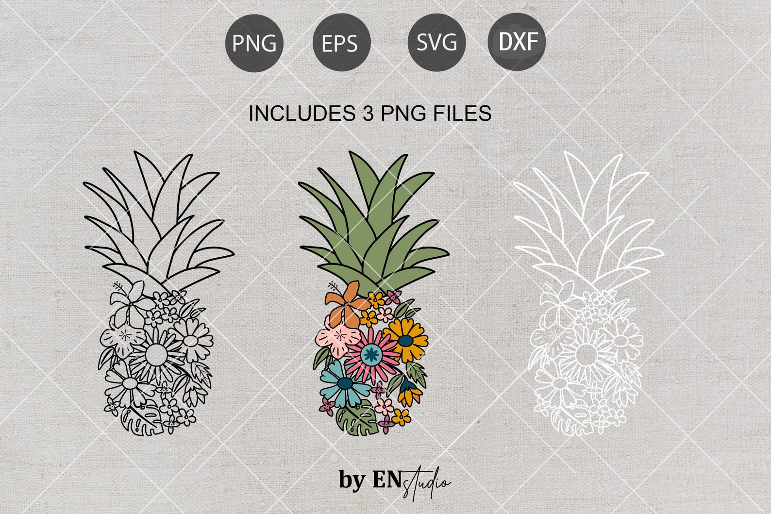 Floral Pineapple svgColorful retro summer svg png sublimation | Etsy