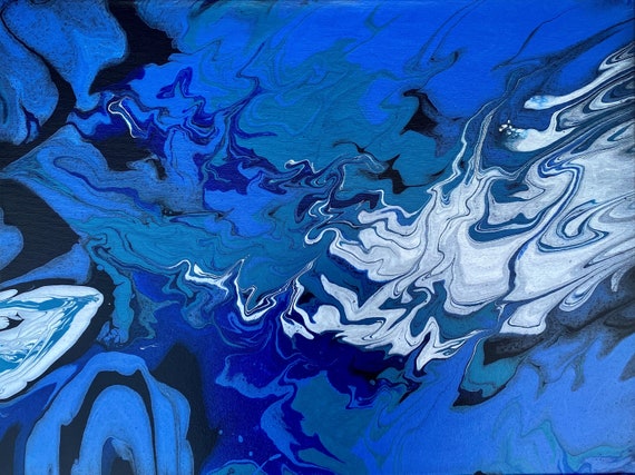 Our Rhythm and Our Blues - Metallic Acrylic Pour - Giclee Print - Abstract Art - Metallic Canvas Prints
