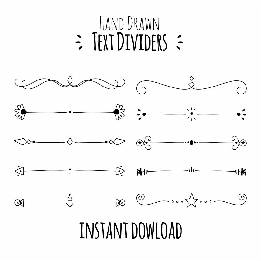 Hand Drawn Text Divider SVG Elegant Line Art Dividers for Invitations ...