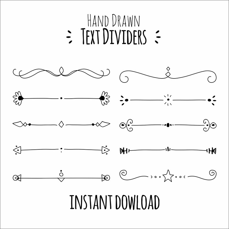 Hand Drawn Text Divider SVG Elegant Line Art Dividers for Invitations ...