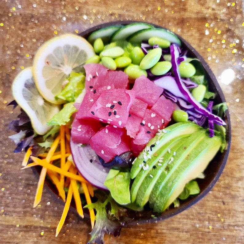 Coconut Smoothie Bowl With Spoons & Straws Handmade Coconut Etsy
