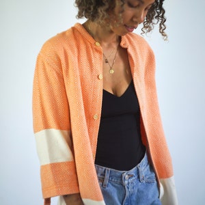 Organic Cotton Beach Shirt for Women - SANTORINI Orange - Hand Woven Peshtemal Lounging Wear