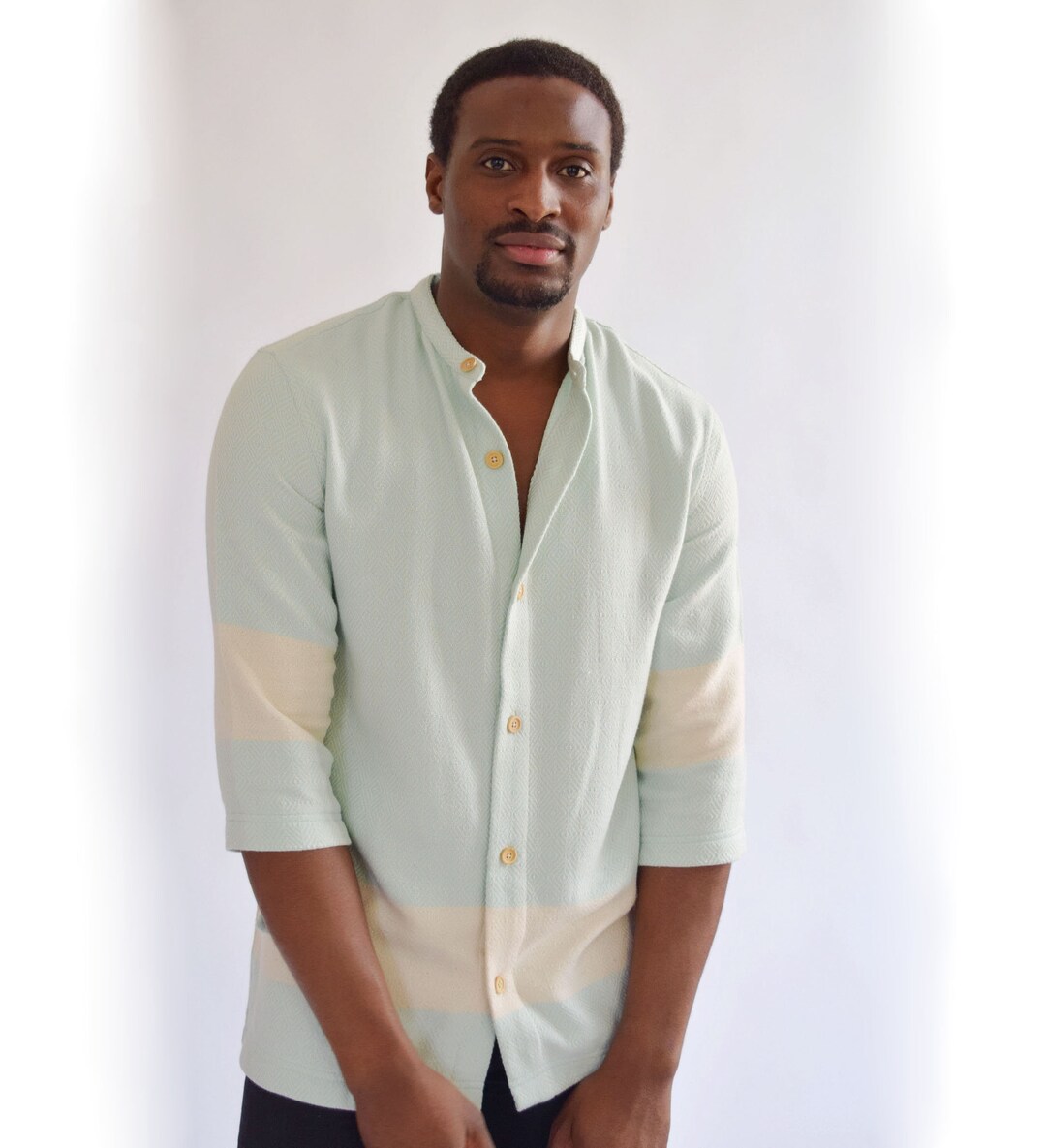 Curated visual reference: Mint Green Woven Cotton Beach Shirt Santorini Mint Hand Made Photo Inspiration