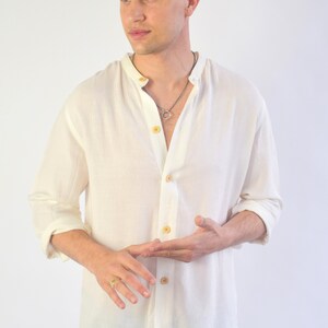 White Organic Beach Shirt - Surf Shirt for Men - Towelling Shirts