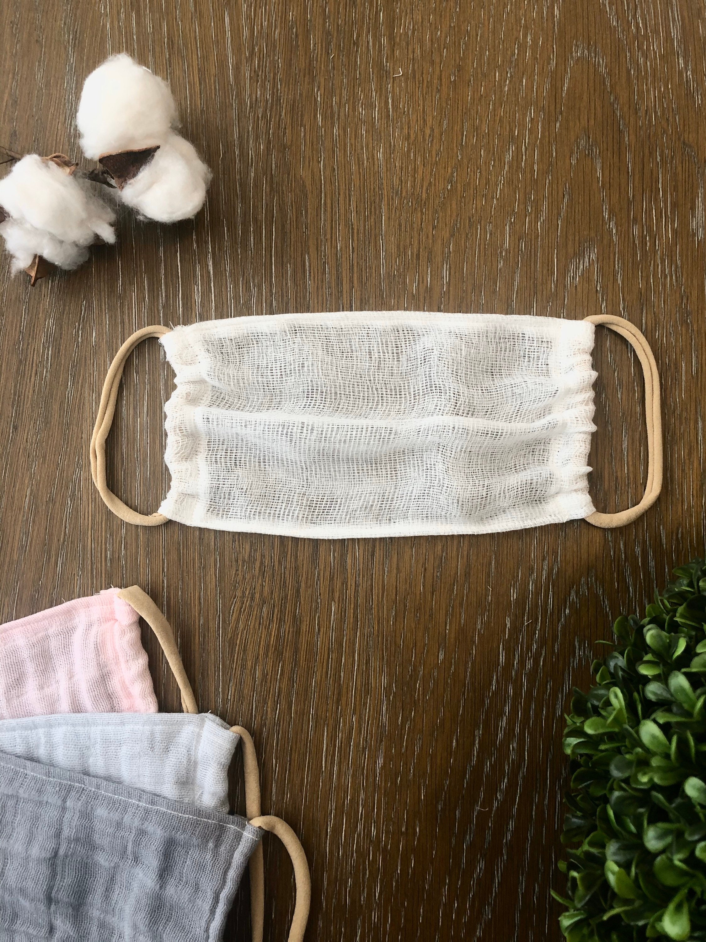 Cheesecloth mask face covering WHITE. Breathable mask.