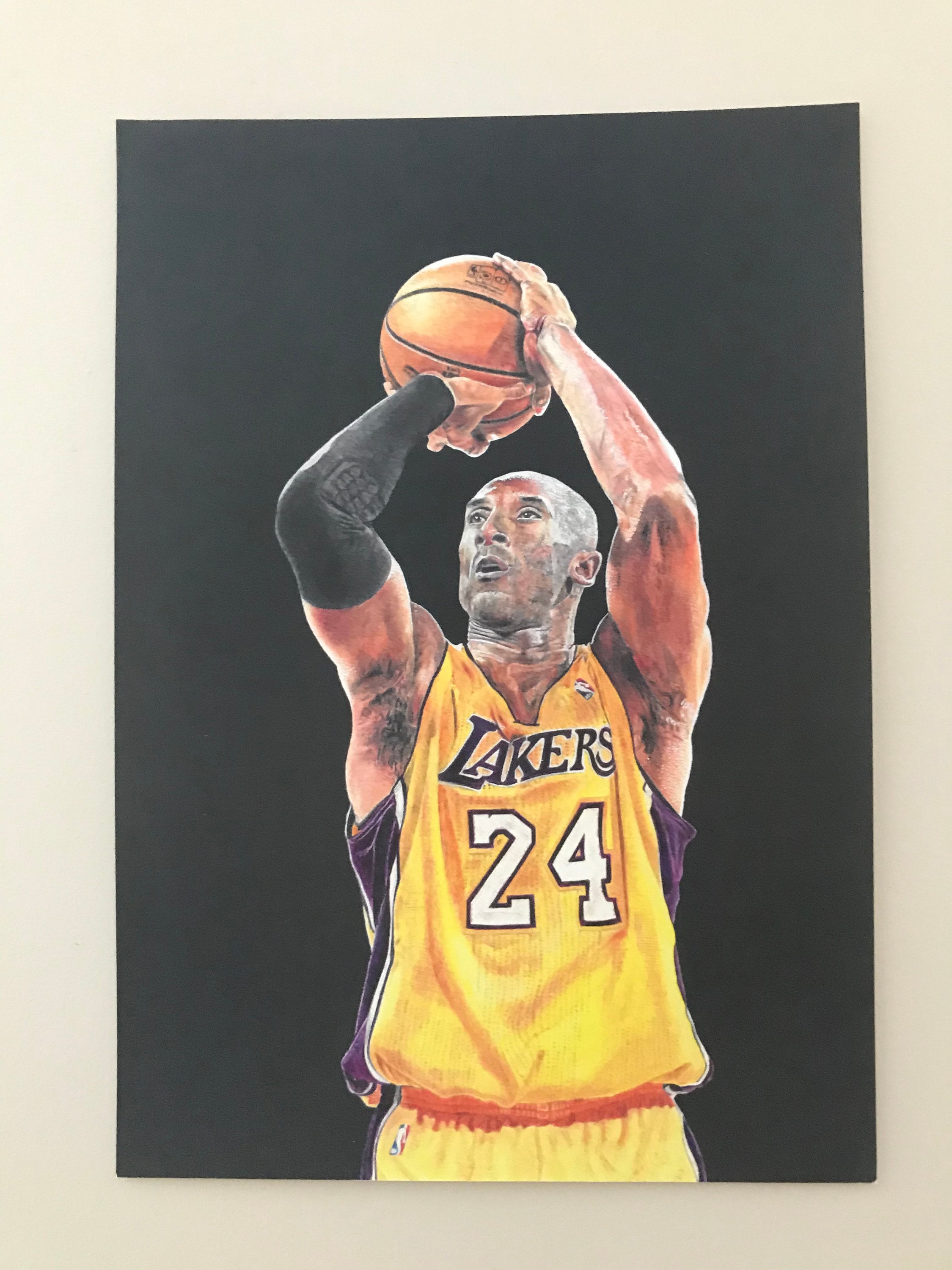 Painted jersey of Kobe Bryant mid-dunk during the 2001 NBA Finals