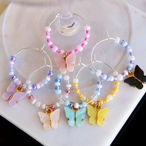 Butterfly Wine Charms / Set of 6 / Drink Markers / Hostess Gift / Housewarming Gifts for Her