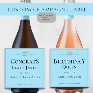 Benutzerdefiniertes Champagneretikett / digitale Datei auf Bestellung / für alle Anlässe - Geburtstag, Jahrestag, Abschlussfeier, Brautjungfer, Babypartygeschenk