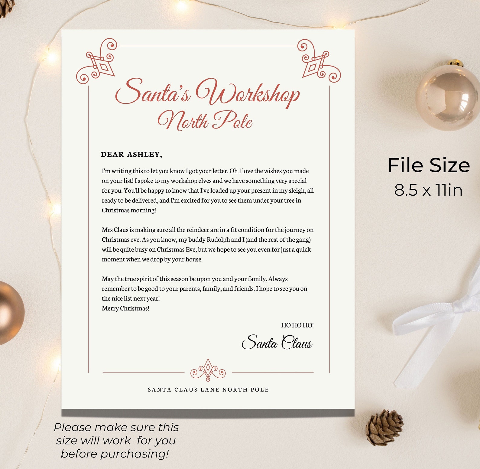 Santa's Letter From the North Pole / Customizable Template / Instant