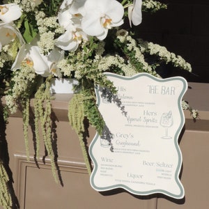 Wedding Bar Sign / Signature Drinks / Fully Customizable / Made to Order / Minimalist Wedding Signage / Wedding Design / Green White Border