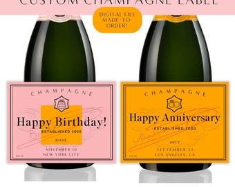 Custom Champagne Label (DIGITAL FILE) Made-to-Order / For All Occasions - Birthday, Anniversary, Graduation, Bridesmaid, BabyShower Gift