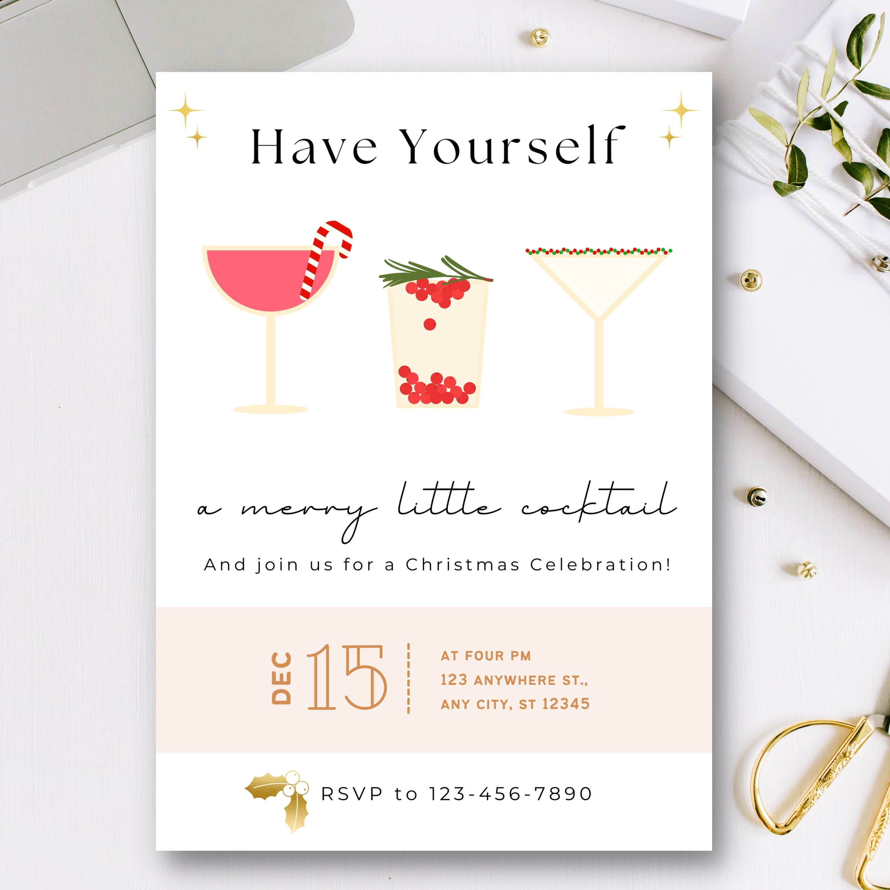 Holiday Party Invitation Template Editable File / Christmas - Etsy