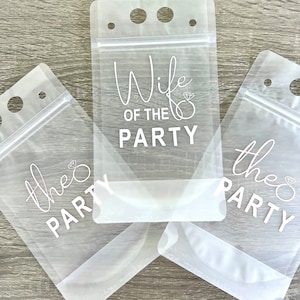 Wife of the Party Bachelorette Drink Pouches | Pool Party Cups For Adults | Personalized Drink Pouches | Drink Pouches With Sayings | Custom