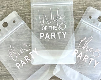 Wife of the Party Bachelorette Drink Pouches | Pool Party Cups For Adults | Personalized Drink Pouches | Drink Pouches With Sayings | Custom