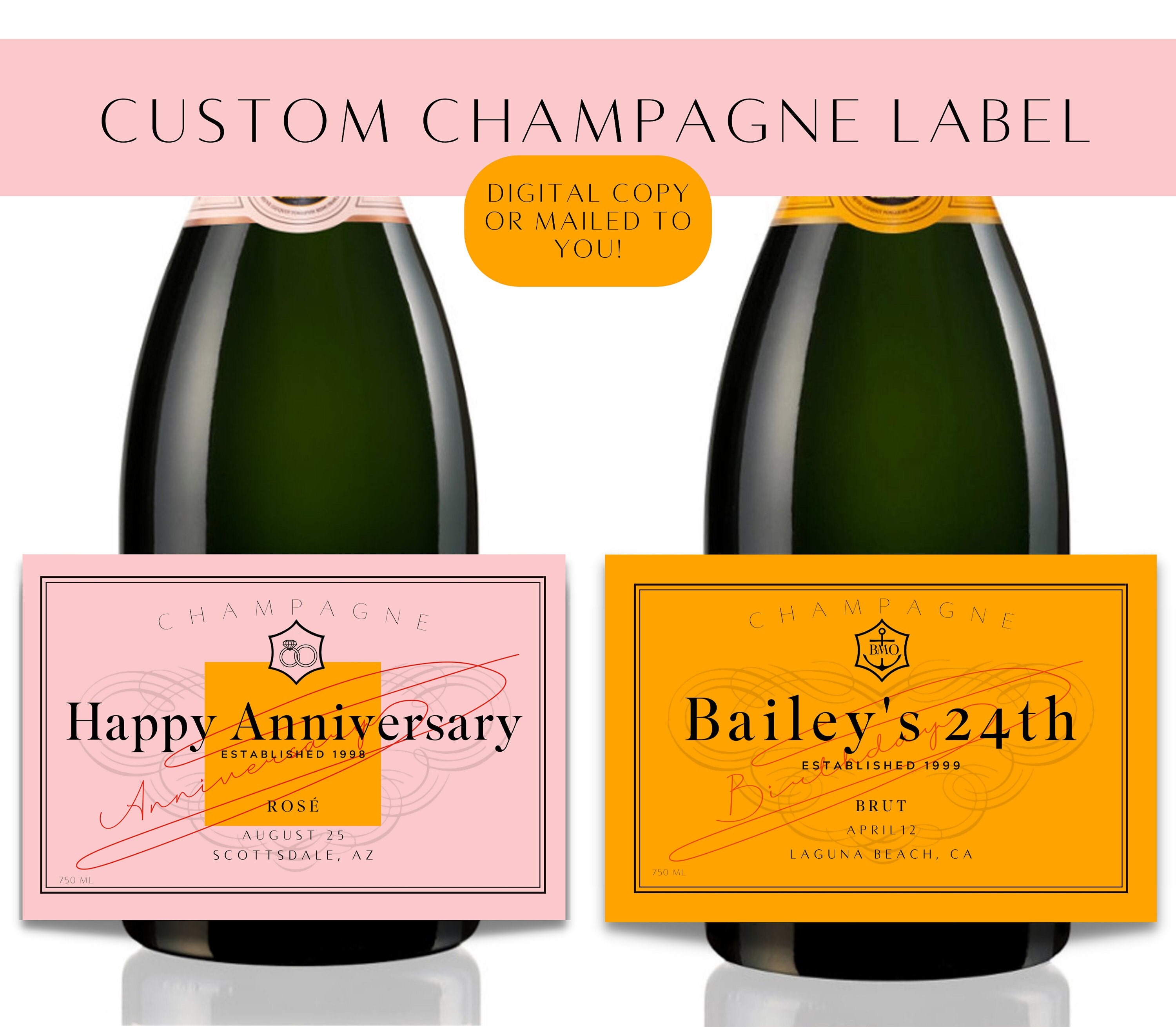 Custom Champagne Label / Digital File Made-to-order / for All 