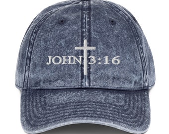 John 3:16 Christian Bible Verse Vintage Cotton Twill Cap