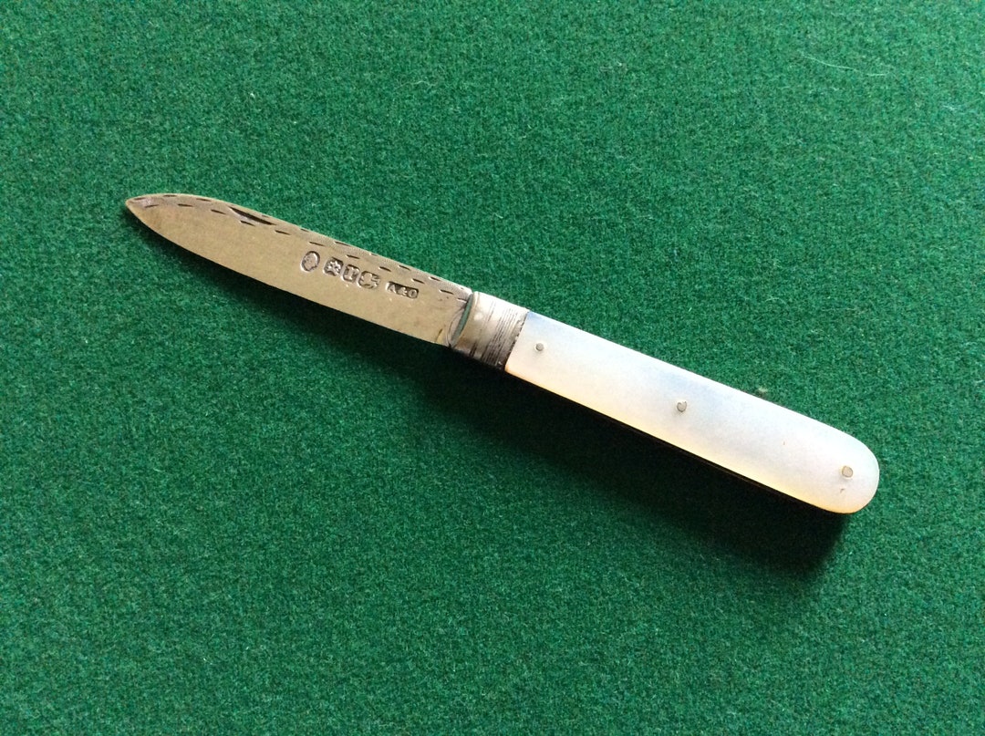 Antique Fruit Knife Small Silver and M.O.P Folding Vintage Etsy