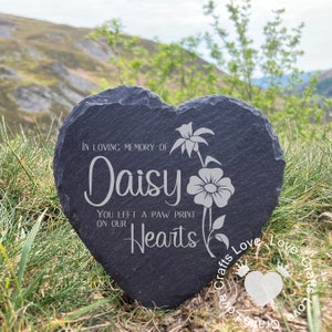 Personalised Pet Memorial Plaque with Custom Name Text Heart Slate for Dog Cat