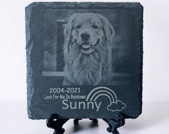 Beautiful Rainbow Dog Remembrance Plaque Pet Memory Photo Frame Stand Keepsake.