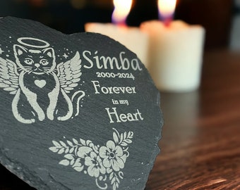 Cat Memorial Plaque Customised Slate Stone Grave Marker Name Date Personalised