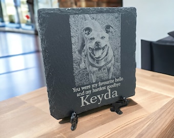 Beautiful Memorial Plaque for Your Beloved Dog Personalized Engraved Memorial Plaque for Pets - Natural Stone - Custom Photo & Quote