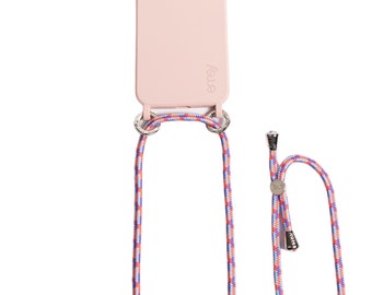 rosa-blau und praktischer Handyanhänger | Handyband | iPhone & Samsung Zubehör | Handyhülle zum Umhängen | Schutzhülle | iPhone 15