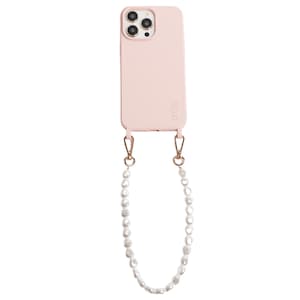 Emily en París / Funda de teléfono con perlas / Funda rosa / Funda para iPhone / Charms para teléfono / Funda para teléfono Samsung / Pulsera de perlas / Accesorio / Charms de cuentas