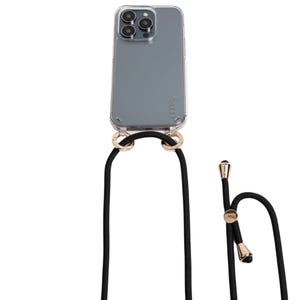 Black Phone Cord | iPhone 16 Lanyard | iPhone & Samsung Accessories | Adjustable Stylish Lanyard | Crossbody Phone Case | Phone Charms Pearl