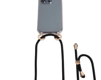 Black Rope + Clear Case | iPhone 17 Lanyard | iPhone & Samsung Accessory | Adjustable Stylish Lanyard | Crossbody Phone Case | Charms