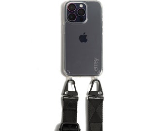 Black Lanyard + Clear Phone Case | Samsung | iPhone 17 | Strap | Protective Cover | Adjustable Crossbody Phone Attachments