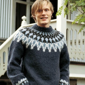Fair Isle sweater adults Vintage knitting pattern, Icelandic Fashions pattern, Digital instant download PDF pattern Lopapeysa unisex sweater