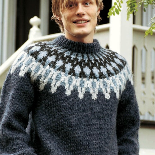 Fair Isle Sweater Adults Vintage Knitting Pattern Icelandic - Etsy