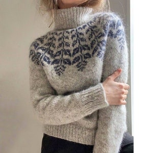 Fair Isle Scandinavian sweater women in Baby alpaca & Merino, Traditional Icelandic wool sweater Lopapeysa, Warm winter Nordic ski pullover image 1