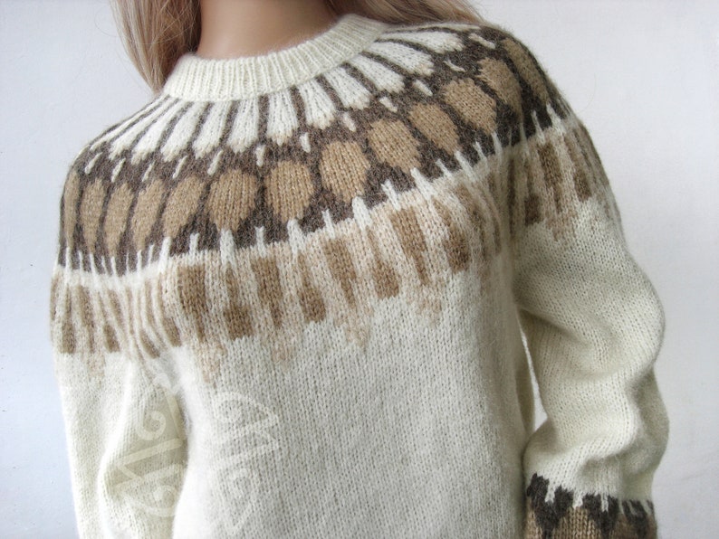 Fair Isle Icelandic sweater women in Baby alpaca /& Merino Lopi traditional Nordic ski pullover cable knitted Lopapeysa sweater handknitted