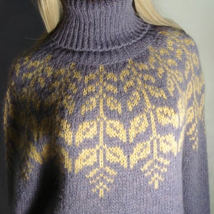 Fair Isle Scandinavian sweater women in Baby alpaca & Merino, Traditional Icelandic wool sweater Lopapeysa, Warm winter Nordic ski pullover image 8