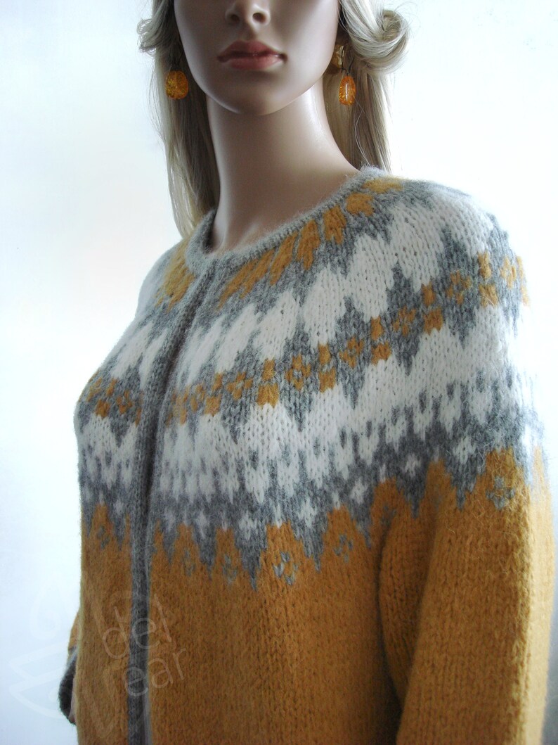 Scandinavian Fair Isle Jacket Sweater Women Hand Knit in Royal Etsy
