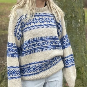 Fair Isle Scandinavian sweater women in Baby Alpaca Silk Merino, Traditional Icelandic wool sweater Warm winter Nordic cottage core pullover