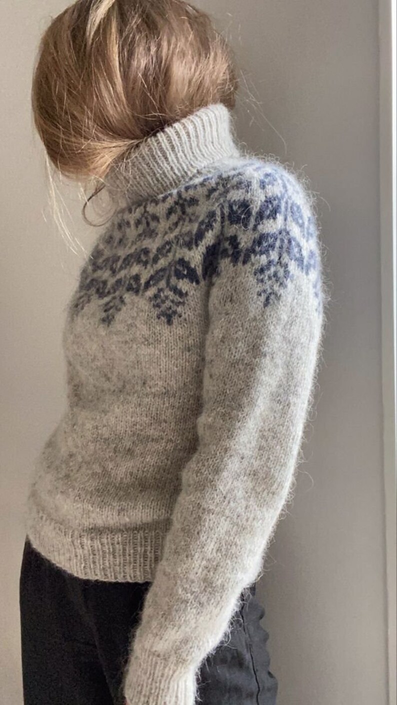 Fair Isle Scandinavian sweater women in Baby alpaca & Merino, Traditional Icelandic wool sweater Lopapeysa, Warm winter Nordic ski pullover image 3