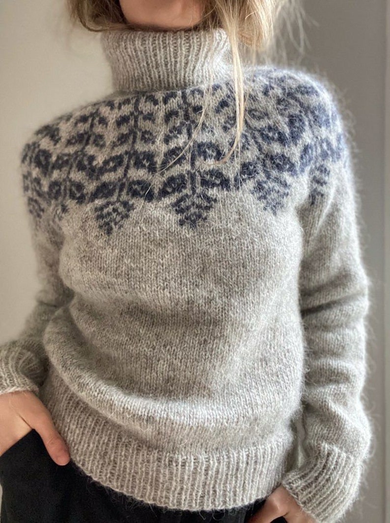 Fair Isle Scandinavian sweater women in Baby alpaca & Merino, Traditional Icelandic wool sweater Lopapeysa, Warm winter Nordic ski pullover Beige Natural #3400