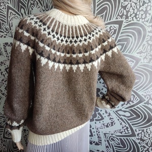 Vintage Fair Isle Sweater Lopapeysa Women Chunky Knit in Alpaca ...