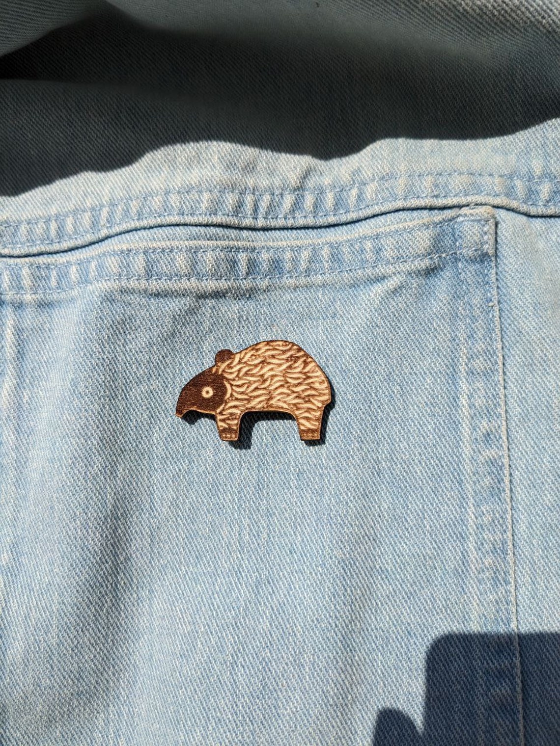 Tapir Pin Laser Etched Baby Tapir Wood Pin: Handmade Brooch - Etsy
