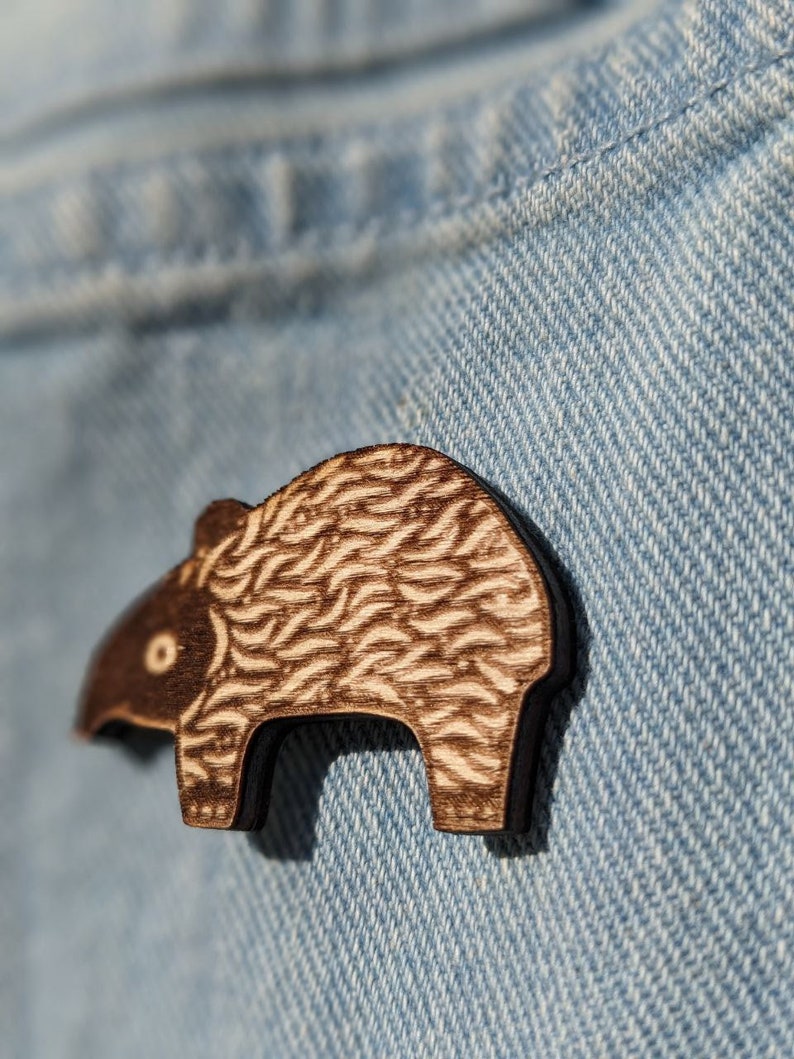 Tapir Pin Laser Etched Baby Tapir Wood Pin: Handmade Brooch - Etsy