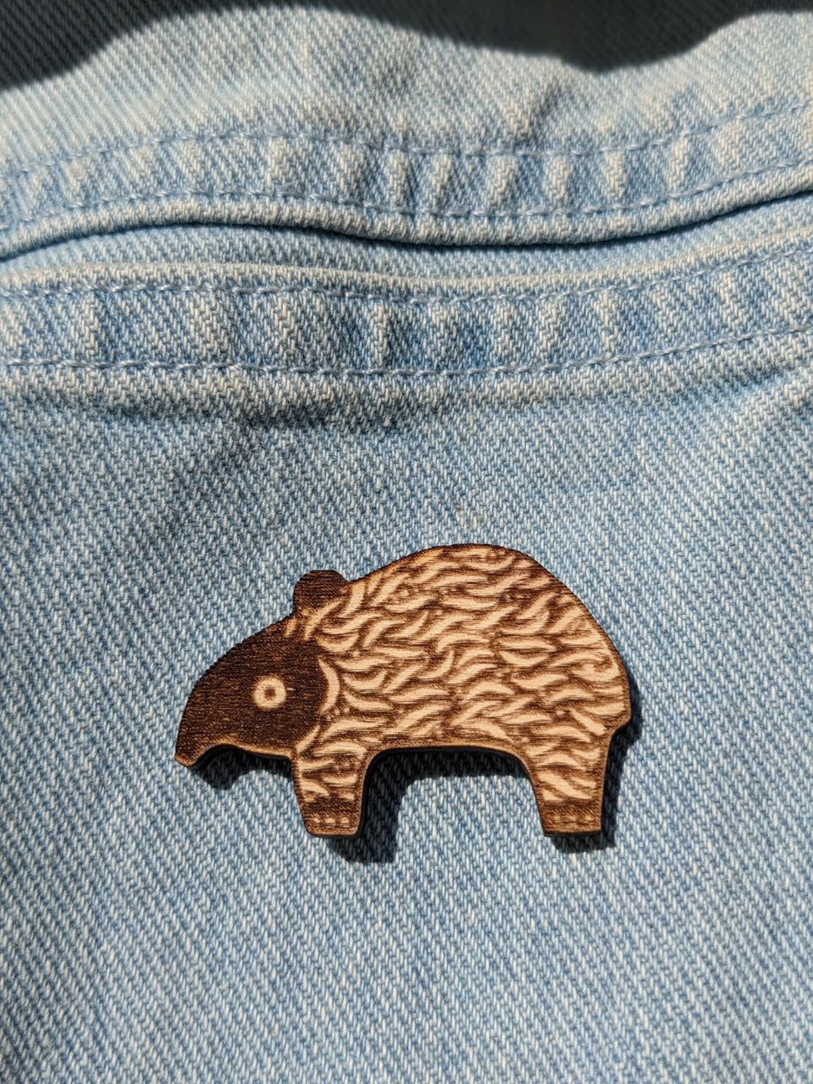Tapir Pin Laser Etched Baby Tapir Wood Pin: Handmade Brooch - Etsy