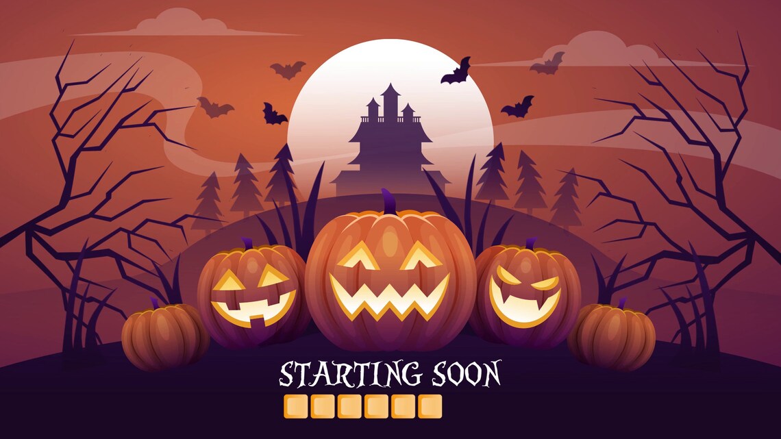 3 X Cute Animated Transition Video Twitch Stream Screens Pack Halloween