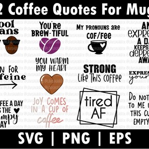 Coffee Mug Bundle, Svg, Cut Files, Cricut, Mug Designs, Cup Quotes, Expresso Quotes, Sublimation, Print and Cut, Coffee Bean, Funny, Cute