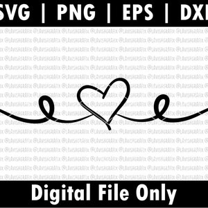 Pode incluir: Um design gráfico preto e branco de um coração com um design de espiral de cada lado. O texto "Digital File Only" está abaixo do design.