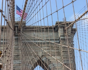 Brooklyn Bridge and American Flag Photo Print | New York City | New York City Art Print | Nyc Photo Print | Nyc Wall Art | Fine Art Photo