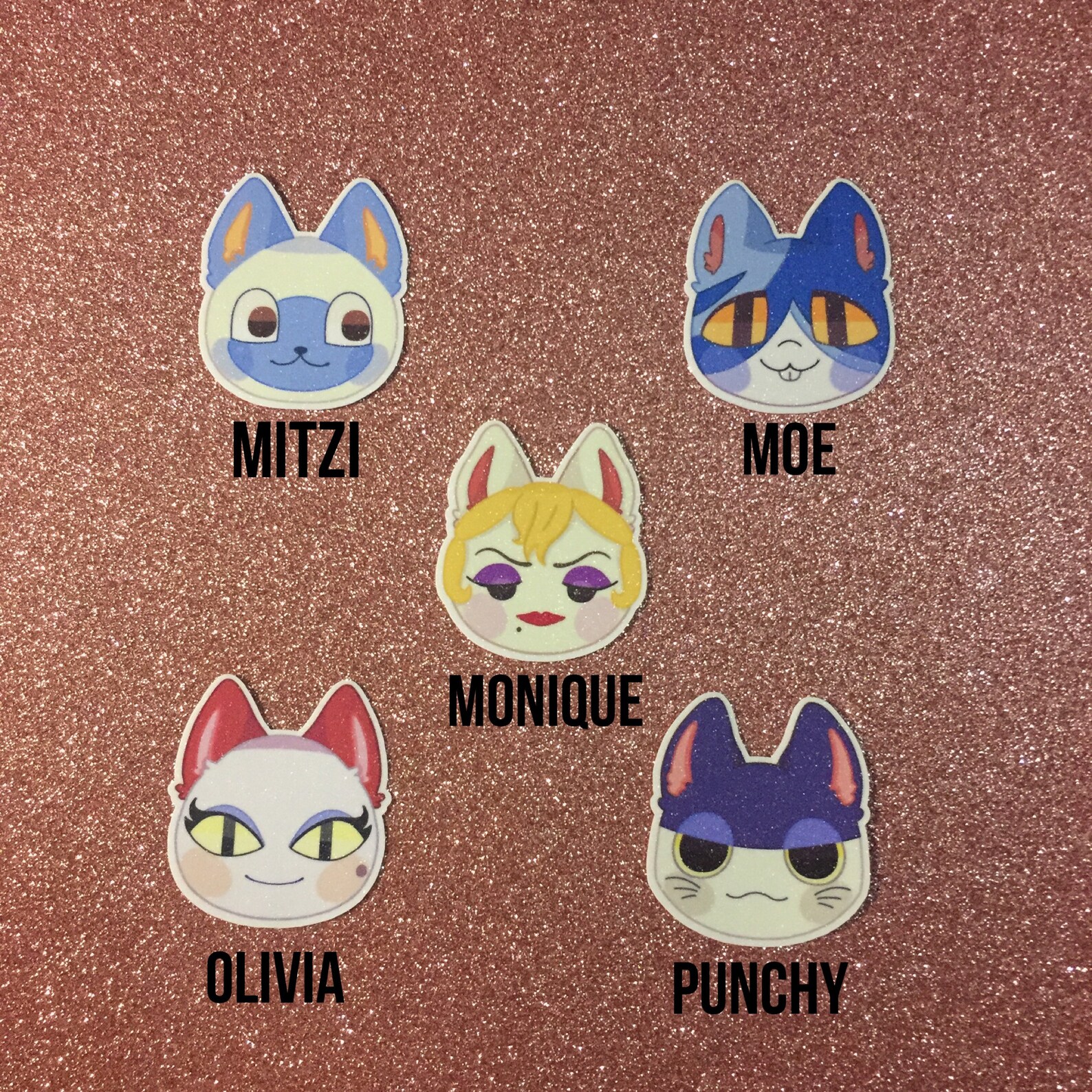Cats of ACNH Sticker glitter/matte Finish Etsy